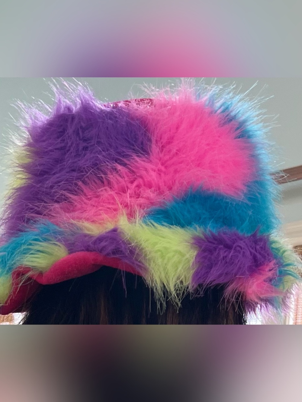 Hersheypark Colorful Fuzzy Bucket Hat - Neon Multi